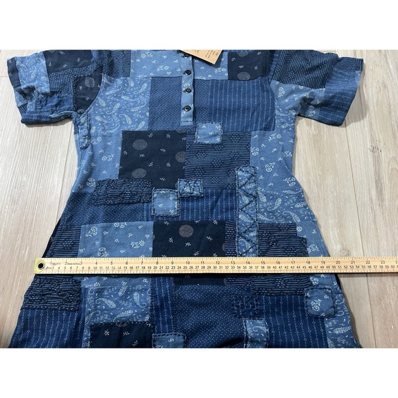 RRL Double RL Ralph Lauren Size 2 Patchwork Indigo Jersey Midi Dress NWT - Picture 7 of 10